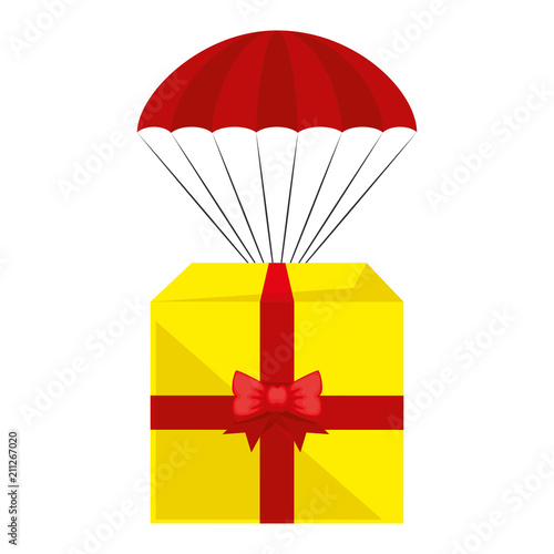 gift box present with parachute