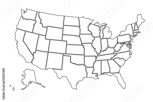 Mapa blanco de Estados Unidos de América. 