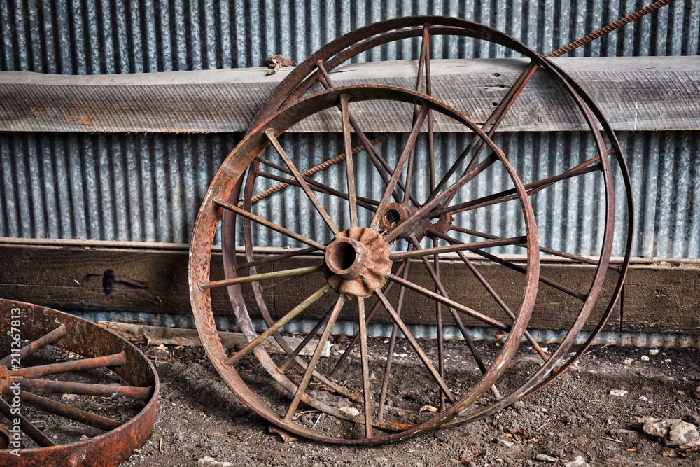 Rusty metal wheels