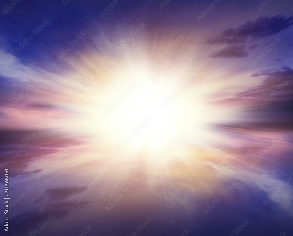 Dramatic nature background . Sunset or sunrise with clouds, light rays and other atmospheric effect . Light from sky . Religion background .