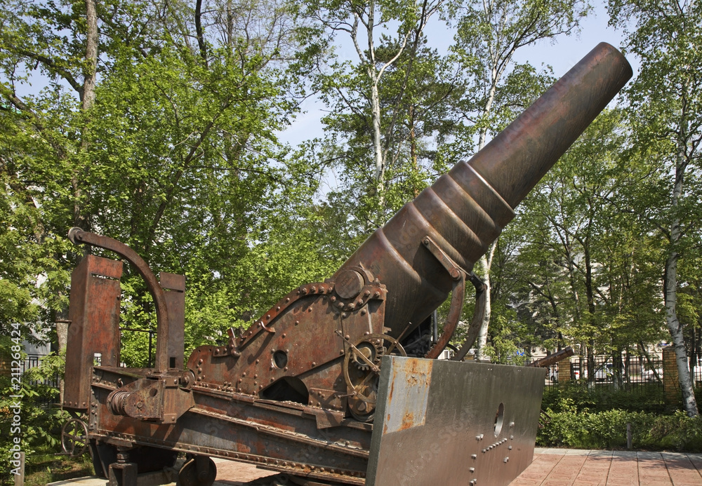 Gun in museum of local lore in Yuzhno-Sakhalinsk. Sakhalin island. Russia