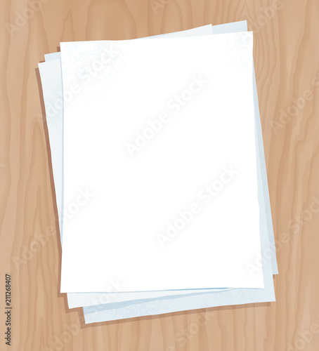 Top view illustration of white paper sheets