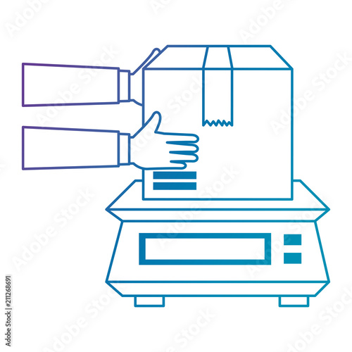 packing box carton with gramer measure weight vector illustration design photo