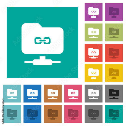 FTP link square flat multi colored icons
