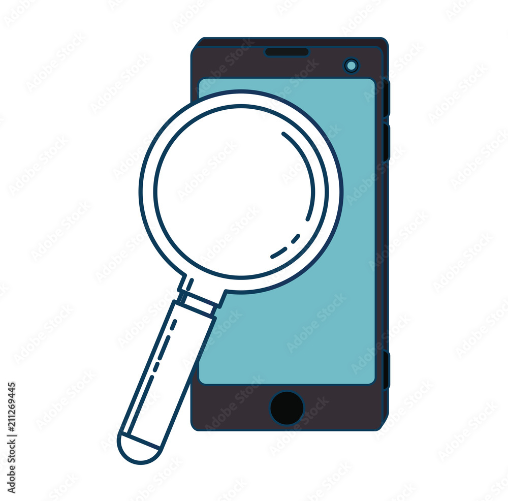 smartphone device with magnifying glass vector illustration design smartphone device with magnifying glass vector illustration design