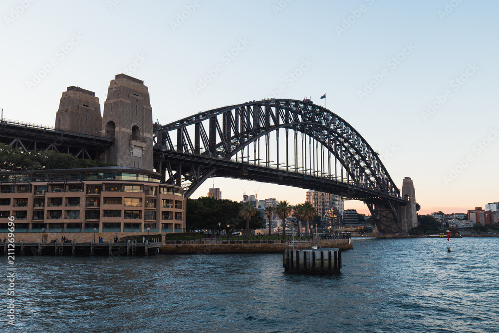 Naklejka premium Sydney Harbour Bridge view after the sunset.