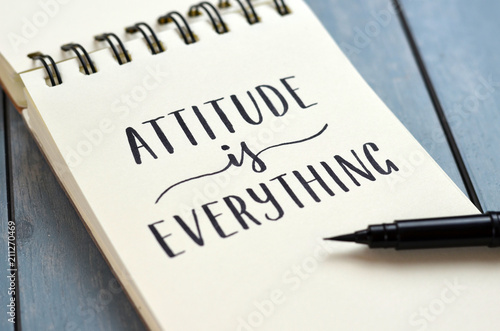 Fényképezés ATTITUDE IS EVERYTHING hand-lettered in notepad