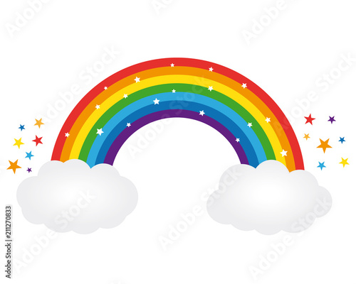 Beautiful starry rainbow illustration. Vector icon.