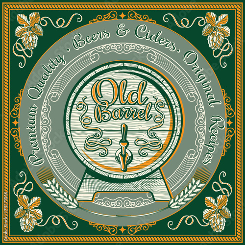 Barrel beer decorative emblem
