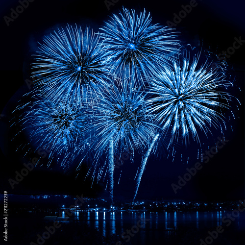 Celebratory blue firework