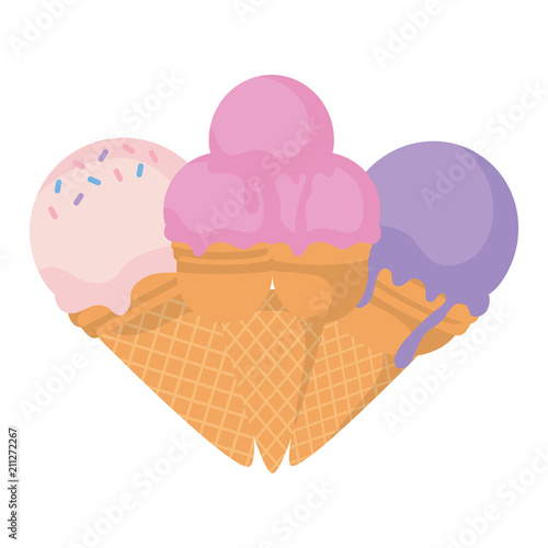 Ice cream cones icon over white background, vector illustration
