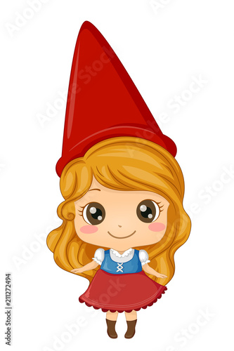 Gnome Kid Girl Costume Illustration