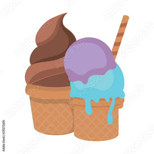 Ice cream cones icon over white background, colorful design. vector illustration