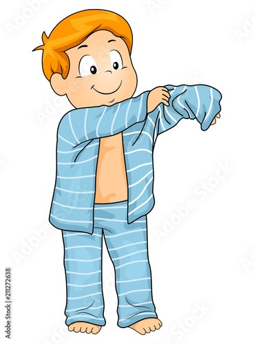 Kid Boy Wear Pajamas Illustration