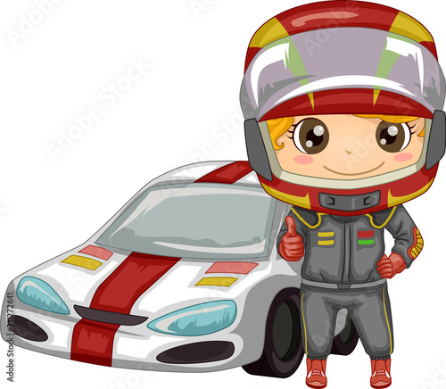 Kid Boy Sport Car Race Illu...