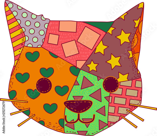 Cat Shapes Design Folk Art Illustration