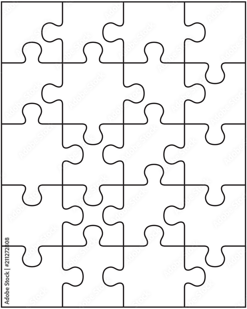 Illustration of separate parts of white puzzle Illustration of separate parts of white puzzle