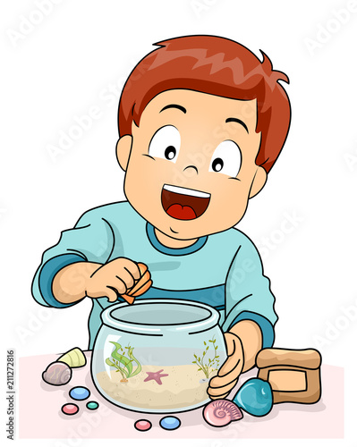 Kid Boy Decorate Aquarium B...