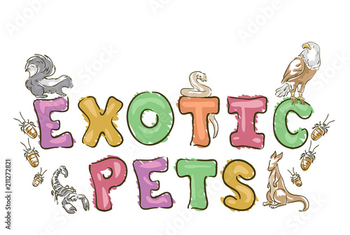 Exotic Pets Lettering Illustration