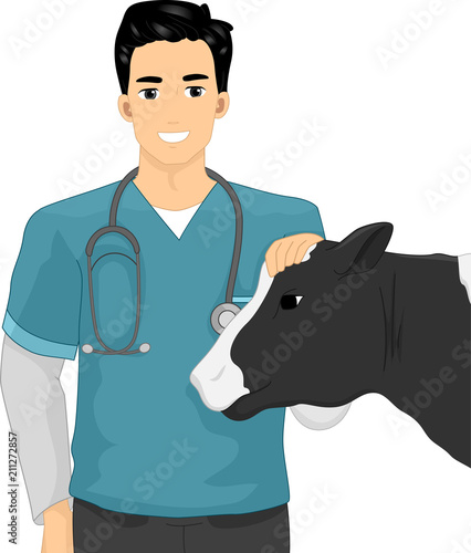 Man Livestock Farm Vet Illustration