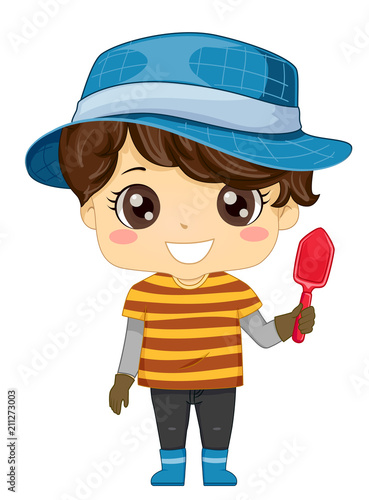 Kid Boy Gardening Shovel Il...