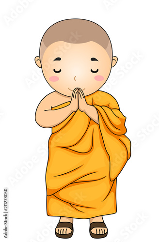 Kid Monk Greeting Illustration