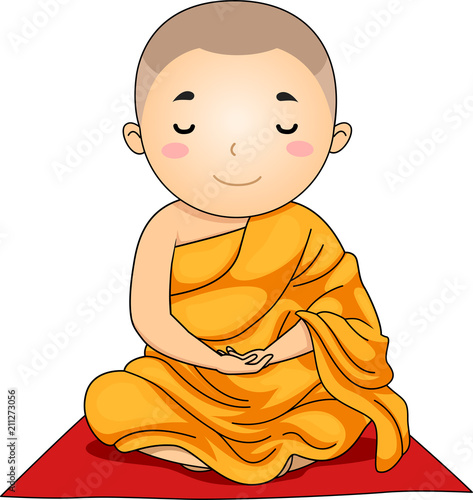 Kid Monk Meditation Lotus Position Illustration