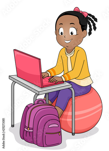 Kid Girl Laptop Exercise Ba...