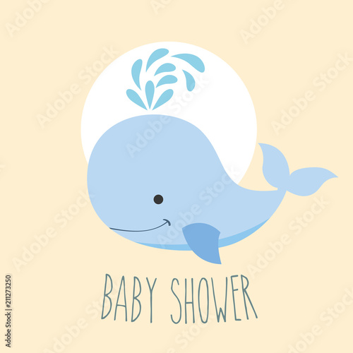 blue whale boy baby shower card