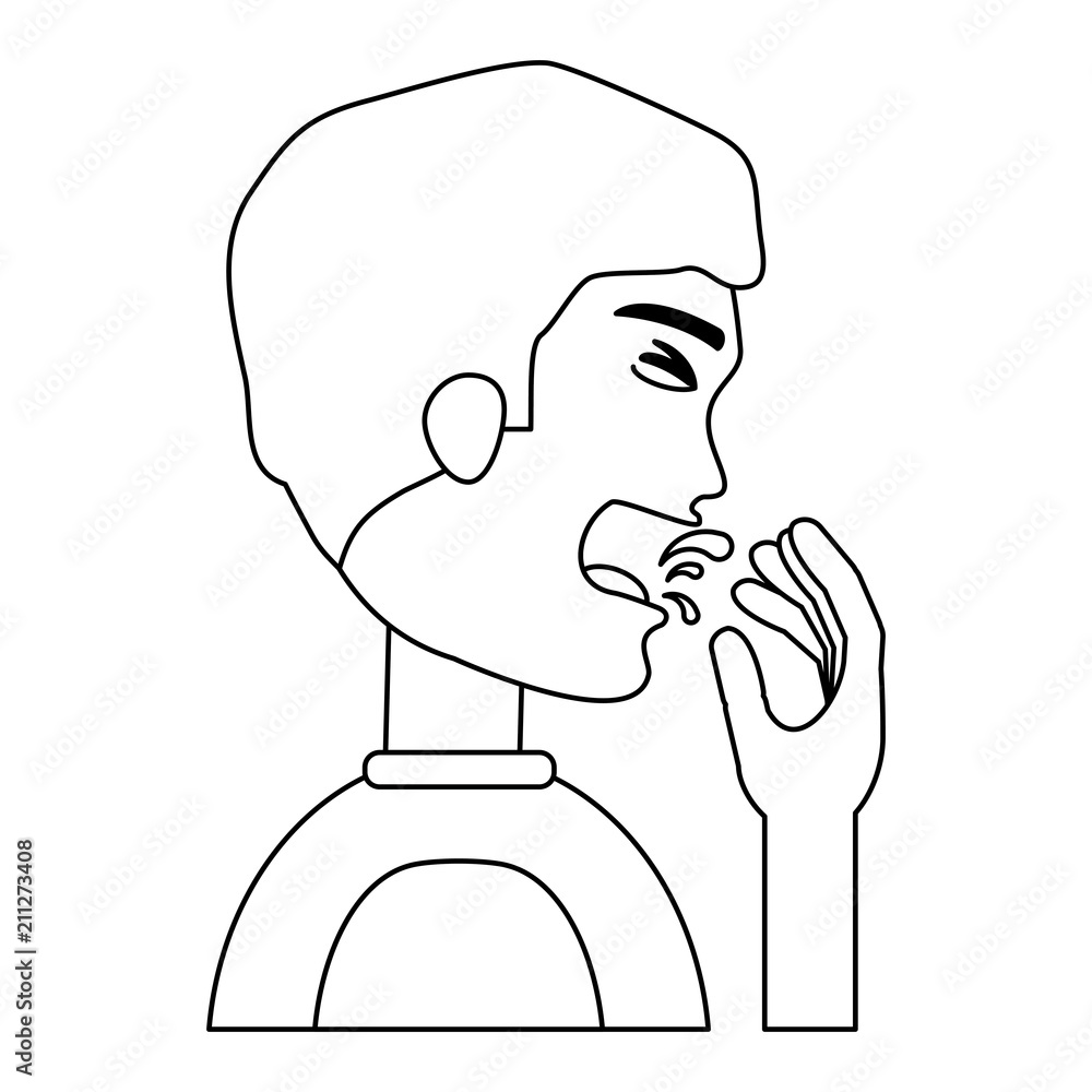 man with tuberculosis icon over white background, vector illustration