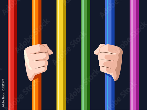 Hands Lgbt Rainbow Bars Illustration