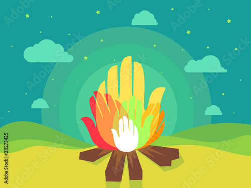 Hands Bonfire Illustration