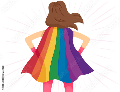 Super Hero Girl Rainbow Cape Lgbt Illustration