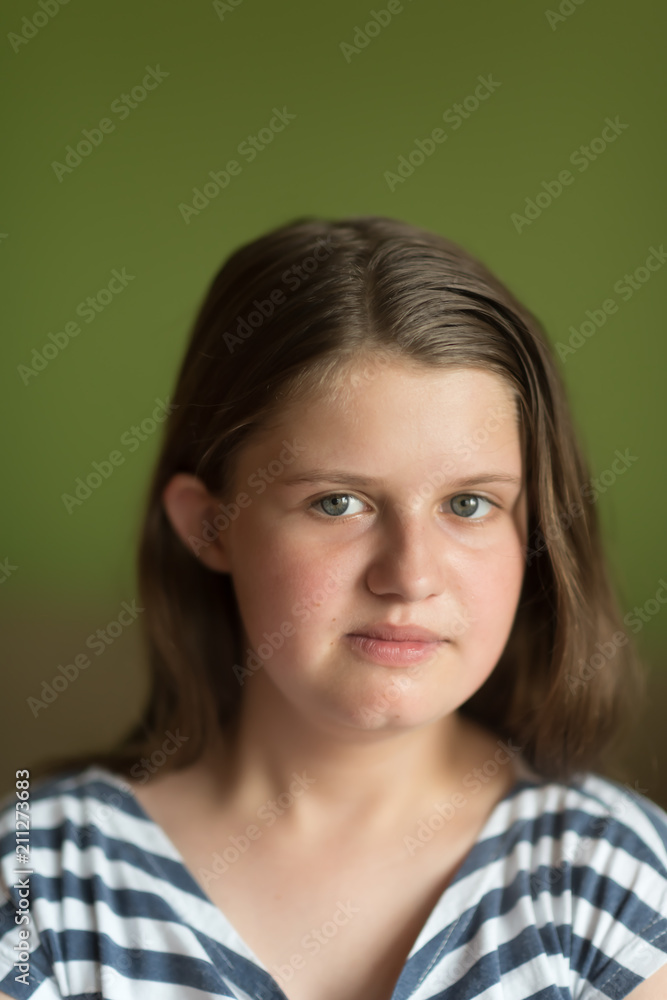 Happy Childhood. Young Girl with dark Blonde Long Hair Happy Childhood. Young Girl with dark Blonde Long Hair