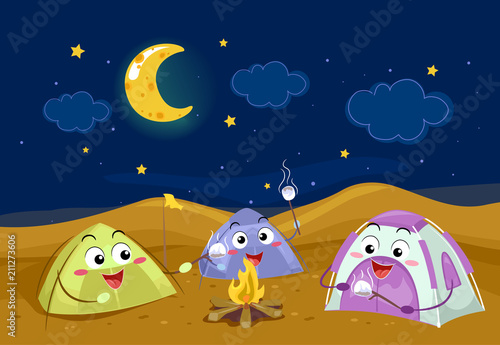 Mascots Camp Tent Night Des...