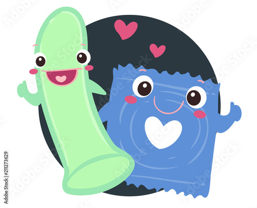 Mascots Condoms Illustration