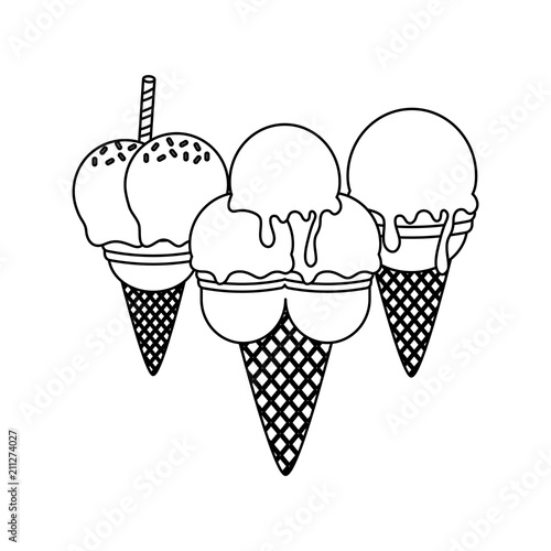 Ice cream cones icon over white background, vector illustration