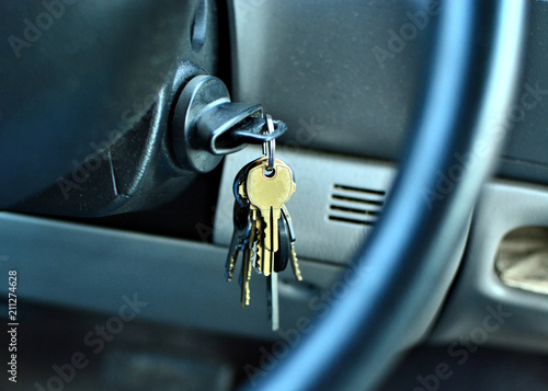 Fotografie Keys in ignition waiting for a sober driver