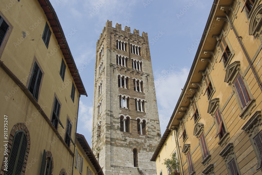 tower of the Basilica Frediano church in the Italian city Lucca