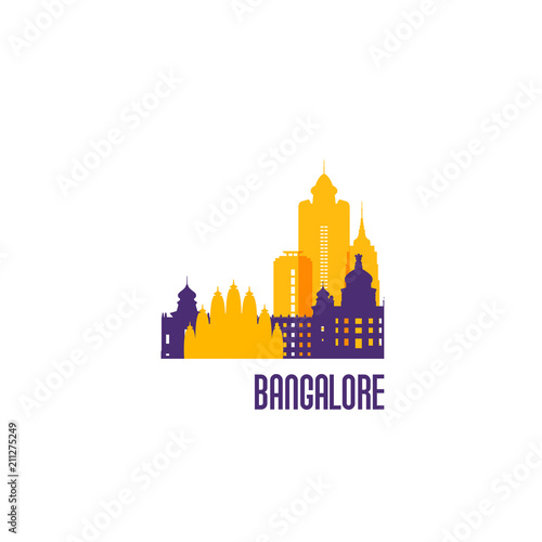 Bangalore city emblem. Colorful buildings. Vector illustration.