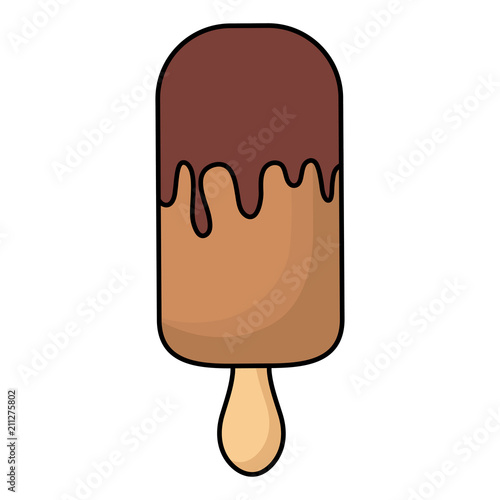 chocolate ice cream bar icon over white background, vector illustration