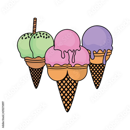 Ice cream cones icon over white background, colorful design. vector illustration