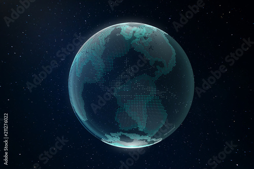 Fototapeta Naklejka Na Ścianę i Meble -  Digital glass planet earth with hologram design. Global business technologies concept. 3D rendering  .