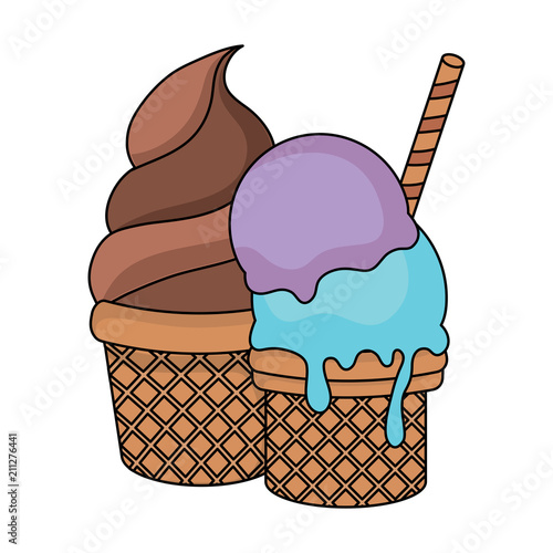 Ice cream cones icon over white background, colorful design. vector illustration