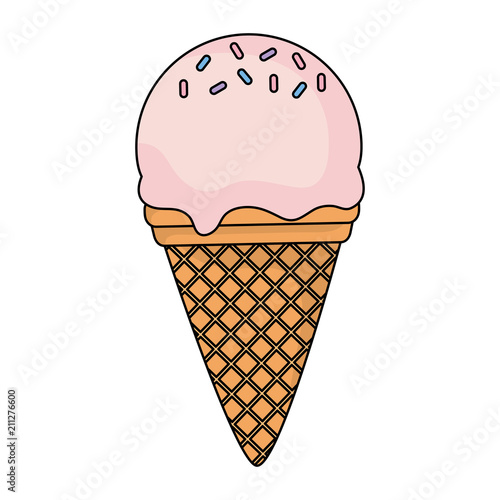 ice cream cone icon over white background, vector illustration