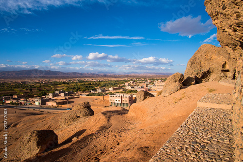 View of Kelaat Mgouna, Kalaat M'Gouna or El Kelaa M’Gouna village in the Valley of roses in Morocco, Africa