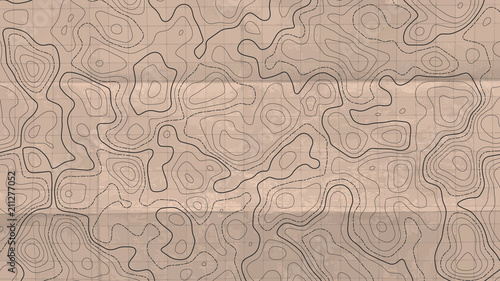 Topographic line map. Abstract concept topographic map in vintage style. Vector background.