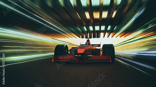 Sport racing car fast driving to achieve the champion dreame , motion blur and lighting effect apply . 3D rendering and mixed media composition . © jamesteohart
