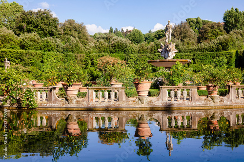 Canvas Print Boboli Gardens park Isolotto island and pond Florence Tuscany Italy