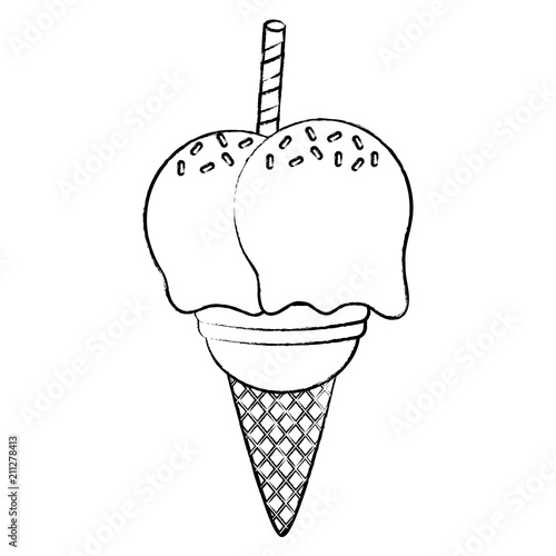 ice cream cone icon over white background, vector illustration